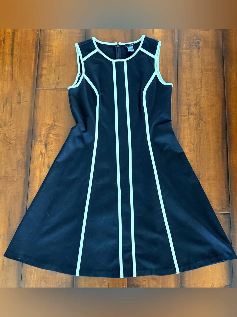 Ann Taylor Black A-Line Dress with Cream Trim